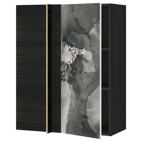 Угловой навесной шкаф с полками МЕТОД черный артикуль № 491.588.95 в наличии. Интернет магазин IKEA РБ. Недорогая доставка и монтаж.