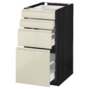 Напольный шкаф 4 фронтальных панели, 4 ящика, 40×60 см, черный, Voxtorp глянцевый светло-бежевый IKEA METOD МЕТОД 091.434.29