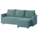 3-местный диван-кровать с козеткой, Hakebo светлая бирюза IKEA BRISSUND 905.809.57