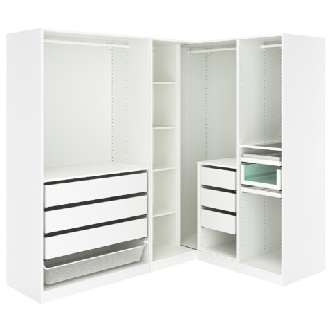 Гардероб угловой, белый, 210, 160×201 см IKEA PAX ПАКС 695.907.17