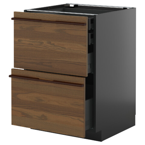 Напольный шкаф 2фасада,2низ, 1 средний, 1 встроенный ящик IKEA METOD МЕТОД, KNIVSHULT 495.876.93