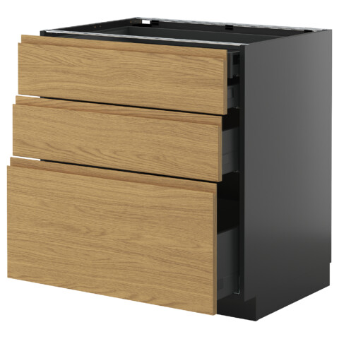 Напольный шкаф 3 фасада, 2 низких, 1 средний, 1 высокий ящик IKEA METOD МЕТОД, KNIVSHULT 495.889.42