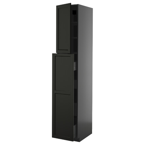 Высокий шкаф, выдвижной секцией, 4ящик, 1дверцы, 2полками IKEA METOD МЕТОД, KNIVSHULT 795.870.45