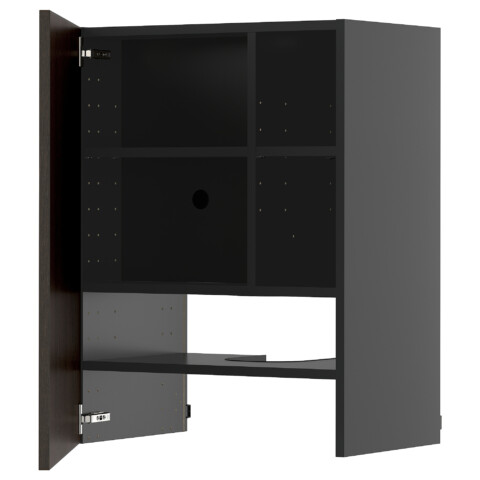 Навесной шкаф для вытяжки, полка, дверь, черно-серый, Sinarp коричневый, 60×80 см IKEA METOD МЕТОД 095.883.26