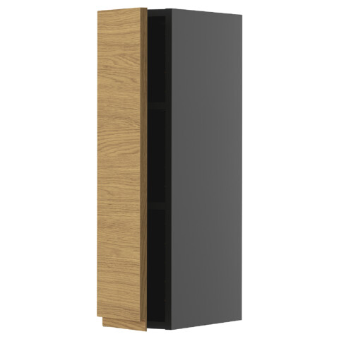 Навесной шкаф с полками, черно-серый, Voxtorp под дуб, 20×80 см IKEA METOD МЕТОД 495.884.33